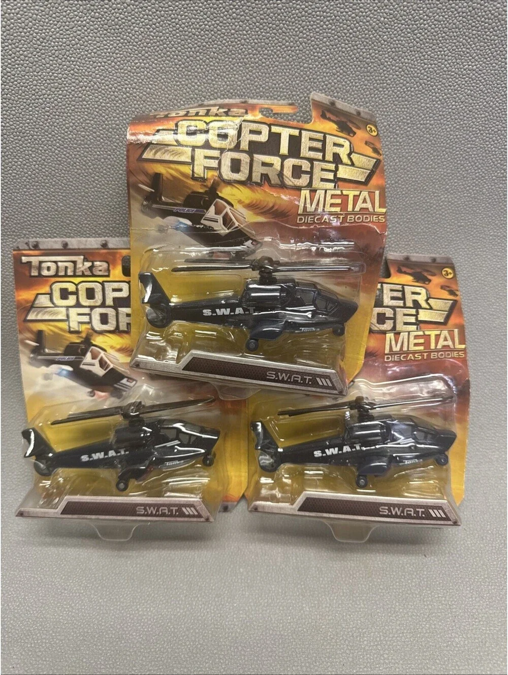 Tonka Metal SWAT Team Helicopter Lot Of 3 Copter Force 1/64 S.W.A.T. Not Mint
